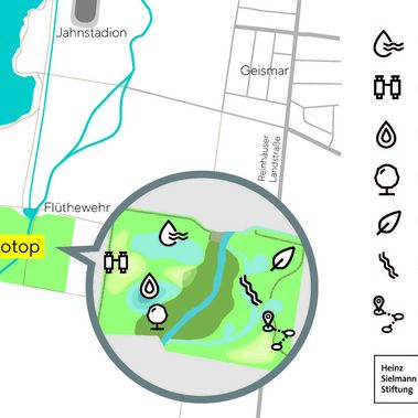 In dem neuen Biotopkomplex sind verschiedene Landschaftselemente geplant. Karte: Sartorius